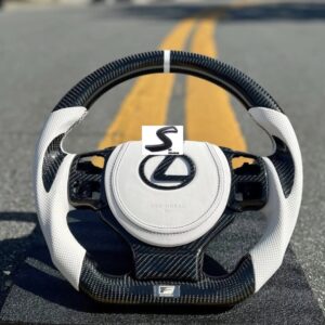 WHITE CUSTOM LEXUS IS CARBON FIBER STEERING WHEEL