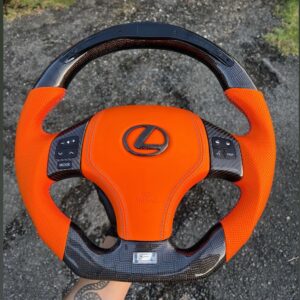 CUSTOM ORANGE LEXUS IS CARBON FIBER STEERING WHEEL