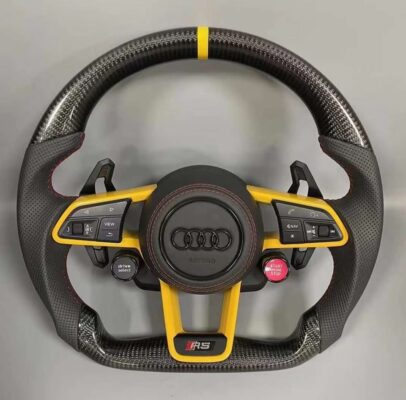Custom yellow Audi carbon fiber steering wheel